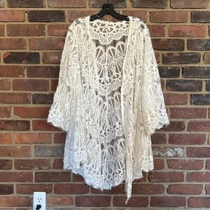 CATO boho lace vacation resort long jacket Size 22/24